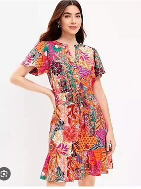 Loft spring colorful cotton dress size L